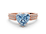 Rose gold Fancy Blue Heart Cut Cut Pave Split Shank Engagement Ring with Four-Prong Setting