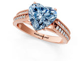 Rose gold Fancy Blue Heart Cut Cut Pave Split Shank Engagement Ring with Four-Prong Setting_1
