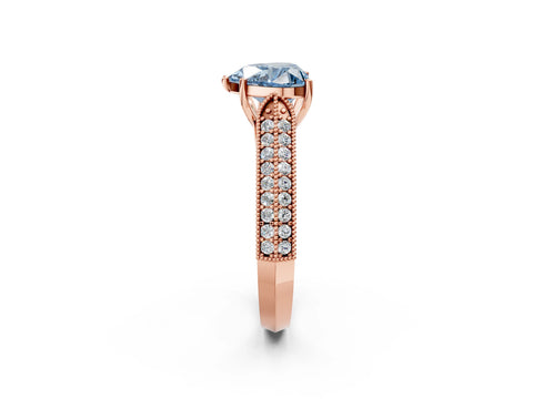 Rose gold Fancy Blue Heart Cut Cut Pave Split Shank Engagement Ring with Four-Prong Setting_2