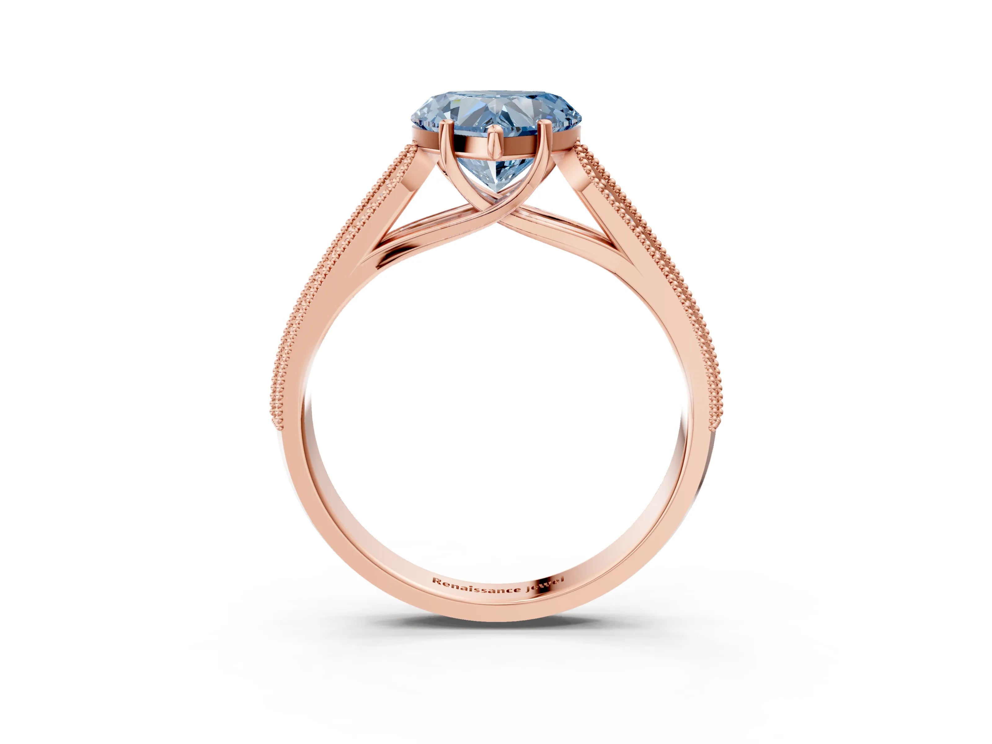Rose gold Fancy Blue Heart Cut Cut Pave Split Shank Engagement Ring with Four-Prong Setting_3