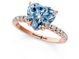 Rose gold Fancy Blue Heart Cut Diamond Brilliant Solitaire Ring with Pavé Band and Four-Prong Setting_13