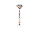 Rose gold Fancy Blue Heart Cut Diamond Brilliant Solitaire Ring with Pavé Band and Four-Prong Setting_14