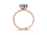 Rose gold Fancy Blue Heart Cut Diamond Brilliant Solitaire Ring with Pavé Band and Four-Prong Setting_15