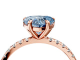 Rose gold Fancy Blue Heart Cut Diamond Brilliant Solitaire Ring with Pavé Band and Four-Prong Setting_16