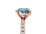 Rose gold Fancy Blue Heart Cut Diamond Brilliant Solitaire Ring with Pavé Band and Four-Prong Setting_17
