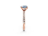 Rose gold Fancy Blue Heart Cut Diamond Brilliant Solitaire Ring with Pavé Band and Four-Prong Setting_2