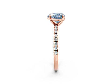 Rose gold Fancy Blue Heart Cut Diamond Brilliant Solitaire Ring with Pavé Band and Four-Prong Setting_2