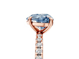 Rose gold Fancy Blue Heart Cut Diamond Brilliant Solitaire Ring with Pavé Band and Four-Prong Setting_5