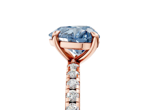 Rose gold Fancy Blue Heart Cut Diamond Brilliant Solitaire Ring with Pavé Band and Four-Prong Setting_5