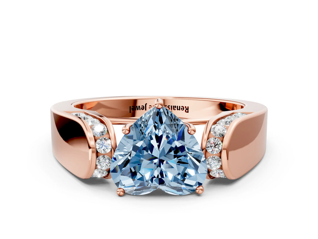 Rose gold Fancy Blue Heart Cut Diamond Channel Set Solitaire Ring with Four-Prong Setting_24