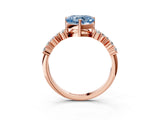 Rose gold Fancy Blue Heart Cut Diamond Cluster Pavé Band with Four-Prong Setting_15