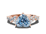 Rose gold Fancy Blue Heart Cut Diamond Cluster Pavé Band with Four-Prong Setting_3