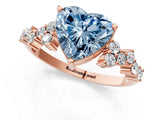 Rose gold Fancy Blue Heart Cut Diamond Cluster Pavé Band with Four-Prong Setting_4