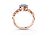 Rose gold Fancy Blue Heart Cut Diamond Cluster Pavé Band with Four-Prong Setting_6