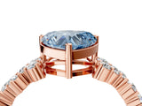 Rose gold Fancy Blue Heart Cut Diamond Cluster Pavé Band with Four-Prong Setting_7