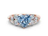 Rose gold Fancy Blue Heart  Cut Diamond Cluster Ring with Round Accent Stones and Prong Setting on a Classic Band_49