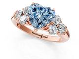 Rose gold Fancy Blue Heart  Cut Diamond Cluster Ring with Round Accent Stones and Prong Setting on a Classic Band_50