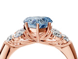Rose gold Fancy Blue Heart  Cut Diamond Cluster Ring with Round Accent Stones and Prong Setting on a Classic Band_53