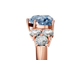 Rose gold Fancy Blue Heart  Cut Diamond Cluster Ring with Round Accent Stones and Prong Setting on a Classic Band_54