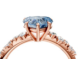 Rose gold Fancy Blue Heart Cut Diamond Cluster Side Stone Solitaire Ring with Prong Setting_82
