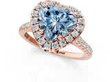 Rose gold Fancy Blue Heart Cut Diamond Cushion Halo Ring with Pavé Band_1