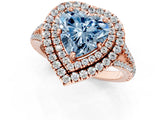 Rose gold Fancy Blue Heart Cut Diamond Double Halo Ring with Pavé Band and Prong Setting_59