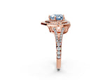 Rose gold Fancy Blue Heart Cut Diamond Double Halo Ring with Pavé Band and Prong Setting_60