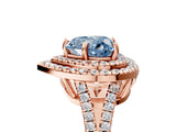 Rose gold Fancy Blue Heart Cut Diamond Double Halo Ring with Pavé Band and Prong Setting_63