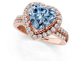 Rose gold Fancy Blue Heart Cut Diamond Double Halo Ring with Split Shank and Four-Prong Setting_25