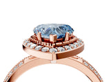 Rose gold Fancy Blue Heart Cut Diamond Double Halo Ring with Split Shank and Four-Prong Setting_28