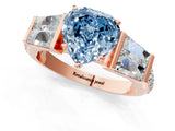 Rose gold Fancy Blue Heart Cut Diamond Engagement Ring with Baguette Side Stones and Channel Set Band_21