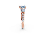 Rose gold Fancy Blue Heart Cut Diamond Engagement Ring with Baguette Side Stones and Channel Set Band_22