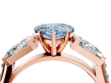 Rose gold Fancy Blue Heart Cut Diamond Engagement Ring with Baguette Side Stones and Channel Set Band_24