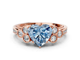 Rose gold Fancy Blue Heart  Cut Diamond Engagement Ring with Bezel Set Round Side Stones and Prong Setting_48