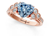 Rose gold Fancy Blue Heart  Cut Diamond Engagement Ring with Bezel Set Round Side Stones and Prong Setting_49