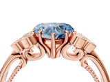 Rose gold Fancy Blue Heart  Cut Diamond Engagement Ring with Bezel Set Round Side Stones and Prong Setting_52