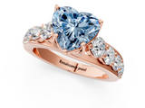 Rose gold Fancy Blue Heart  Cut Diamond Engagement Ring with Pavé Band and Four-Prong Setting_4