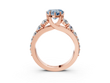 Rose gold Fancy Blue Heart  Cut Diamond Engagement Ring with Pavé Band and Four-Prong Setting_6