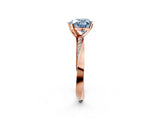 Rose gold Fancy Blue Heart Cut Diamond Engagement Ring with Side Stone Accents and Four-Prong Setting_14