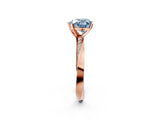 Rose gold Fancy Blue Heart Cut Diamond Engagement Ring with Side Stone Accents and Four-Prong Setting_2