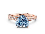Rose gold Fancy Blue Heart Cut Diamond Engagement Ring with Side Stone Accents and Four-Prong Setting_72