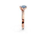 Rose gold Fancy Blue Heart Cut Diamond Engagement Ring with Side Stone Accents and Four-Prong Setting_74
