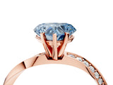 Rose gold Fancy Blue Heart Cut Diamond Engagement Ring with Side Stone Accents and Four-Prong Setting_76