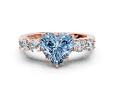 Rose gold Fancy Blue Heart  Cut Diamond Five-Stone Prong Set White Gold Ring_27