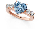 Rose gold Fancy Blue Heart  Cut Diamond Five-Stone Prong Set White Gold Ring_28