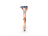 Rose gold Fancy Blue Heart  Cut Diamond Five-Stone Prong Set White Gold Ring_29