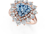 Rose gold Fancy Blue Heart Cut Diamond Floral Double Halo Engagement Ring with Prong Setting_25
