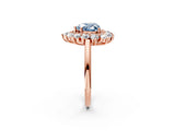 Rose gold Fancy Blue Heart Cut Diamond Floral Double Halo Engagement Ring with Prong Setting_26