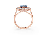 Rose gold Fancy Blue Heart Cut Diamond Floral Double Halo Engagement Ring with Prong Setting_27