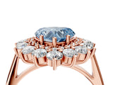 Rose gold Fancy Blue Heart Cut Diamond Floral Double Halo Engagement Ring with Prong Setting_28